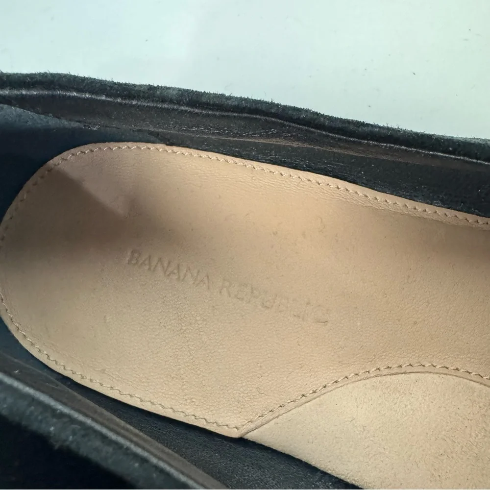 Banana Republic Black Leather Suede Slip On Flats Loafers - Picture 6 of 8